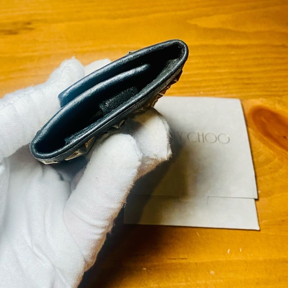 EUC Jimmy Choo Starred Studded Black Neptune Leather 6 Key Ring Case - Picture 8 of 17